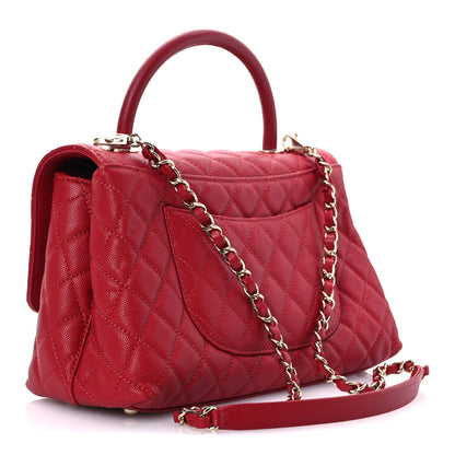Chanel Caviar Quilted Small Coco Handle Flap Red 3 of 10