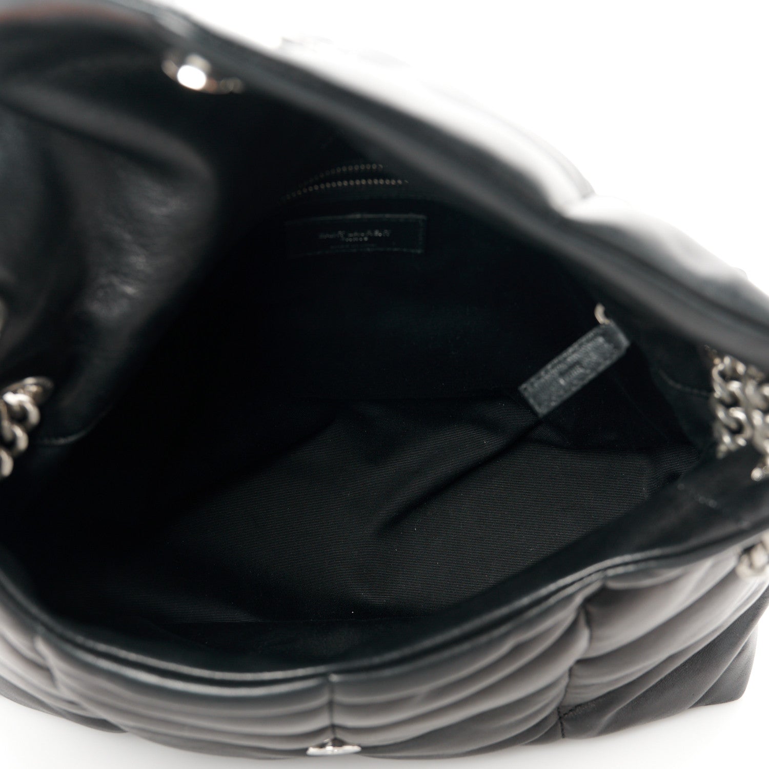 Saint Laurent Lambskin Quilted Medium Loulou Puffer Monogram Chain Satchel Black 5 of 11