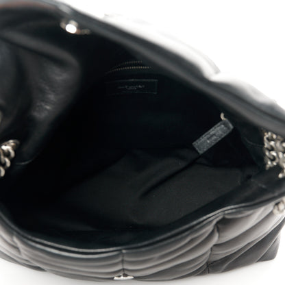 Saint Laurent Lambskin Quilted Medium Loulou Puffer Monogram Chain Satchel Black 5 of 11
