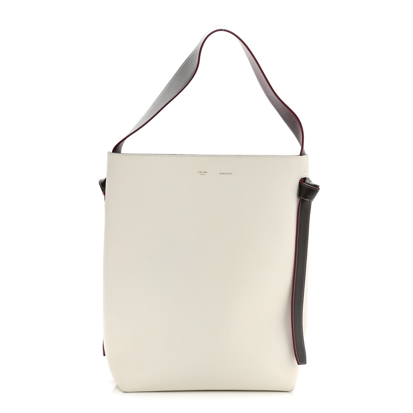 Shiny Smooth Calfskin Small Twisted Cabas White Camel Tan