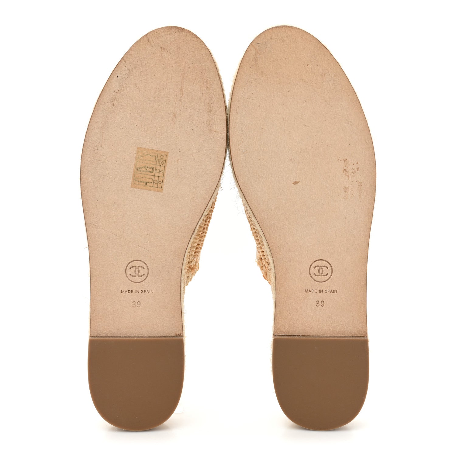 Chanel Lambskin Grosgrain CC Espadrille Mules 39 Beige Black 5 of 9