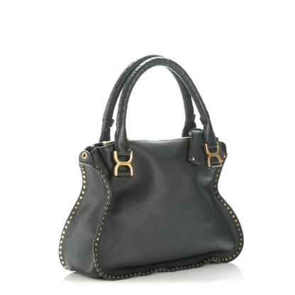Chloe Calfskin Braided Medium Marcie Satchel Black 2 of 11