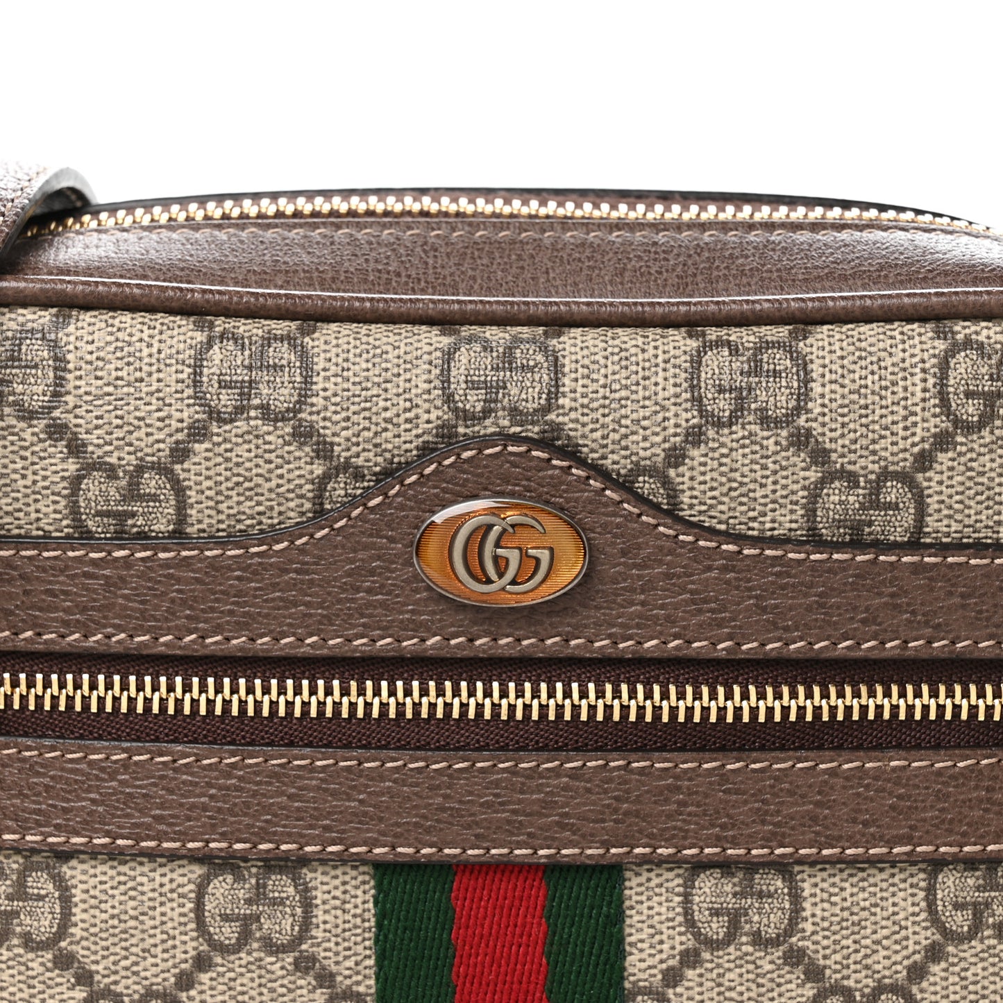 GG Supreme Monogram Web Mini Ophidia Shoulder Bag Brown