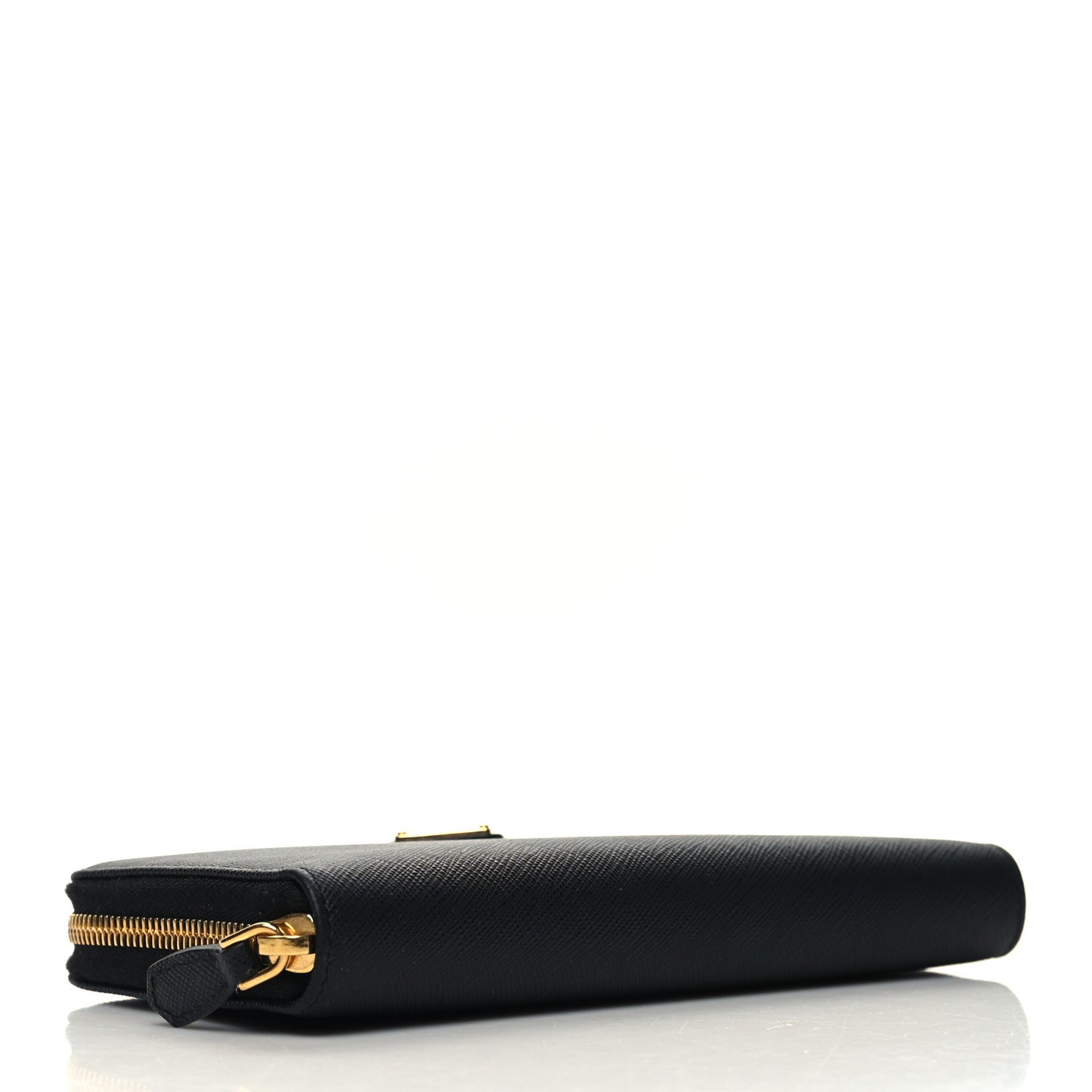 Saffiano Triangle Zip Around Wallet Black