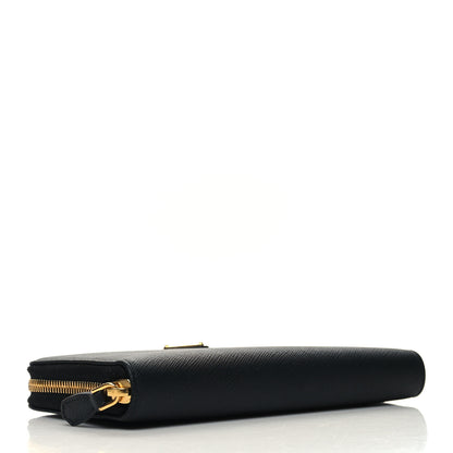 Prada Saffiano Triangle Zip Around Wallet Black 4 of 8