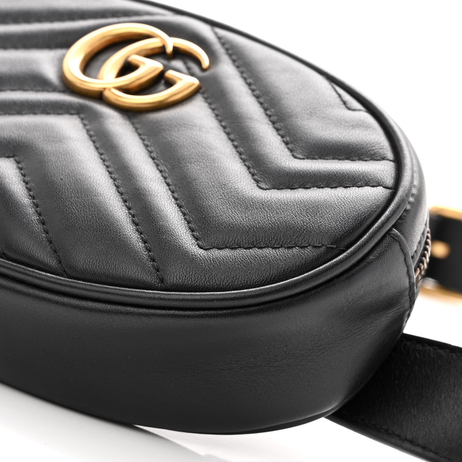 Gucci Calfskin Matelasse GG Marmont Belt Bag 85 34 Black 10 of 10