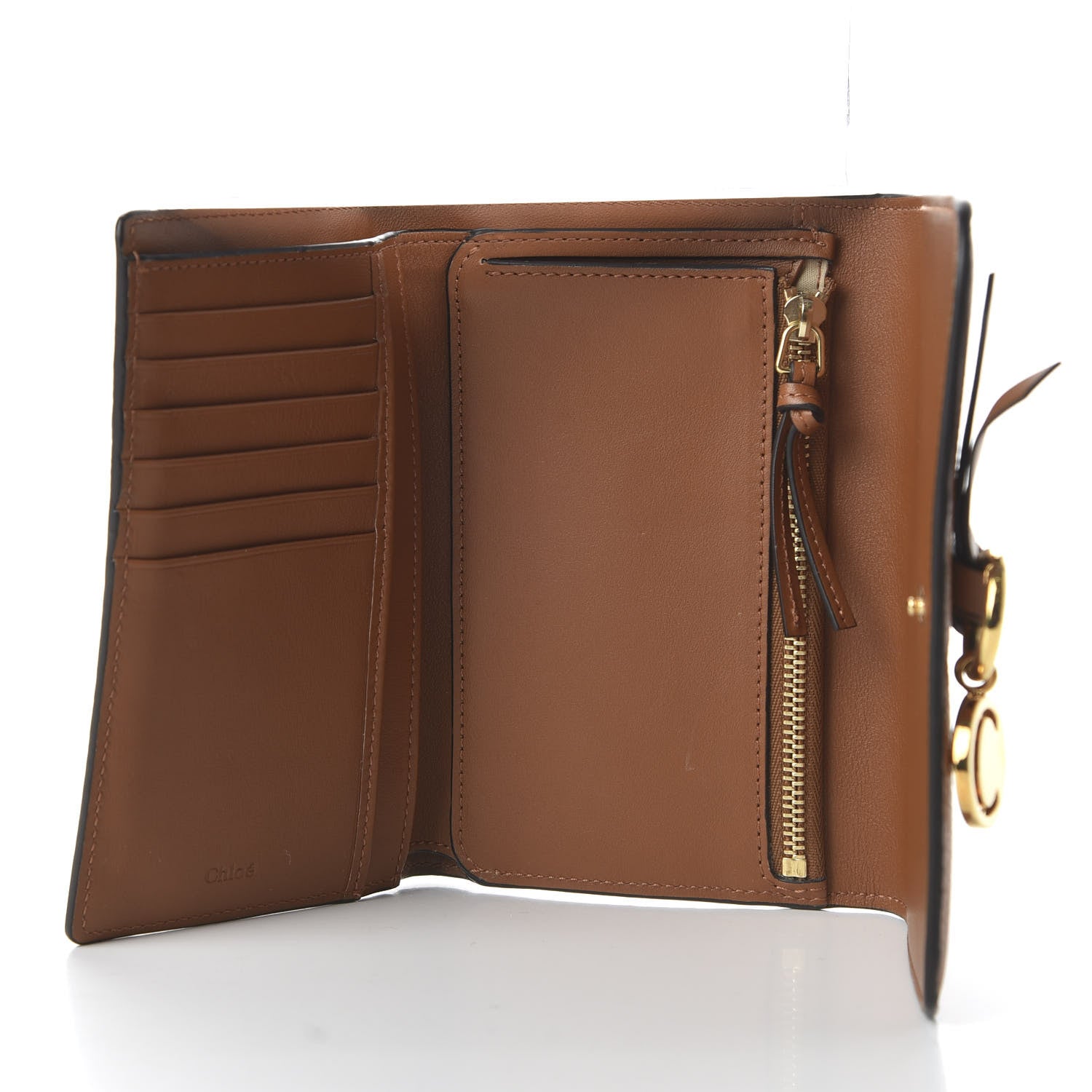 Chloe Calfskin Alphabet Compact Wallet Caramel 5 of 9