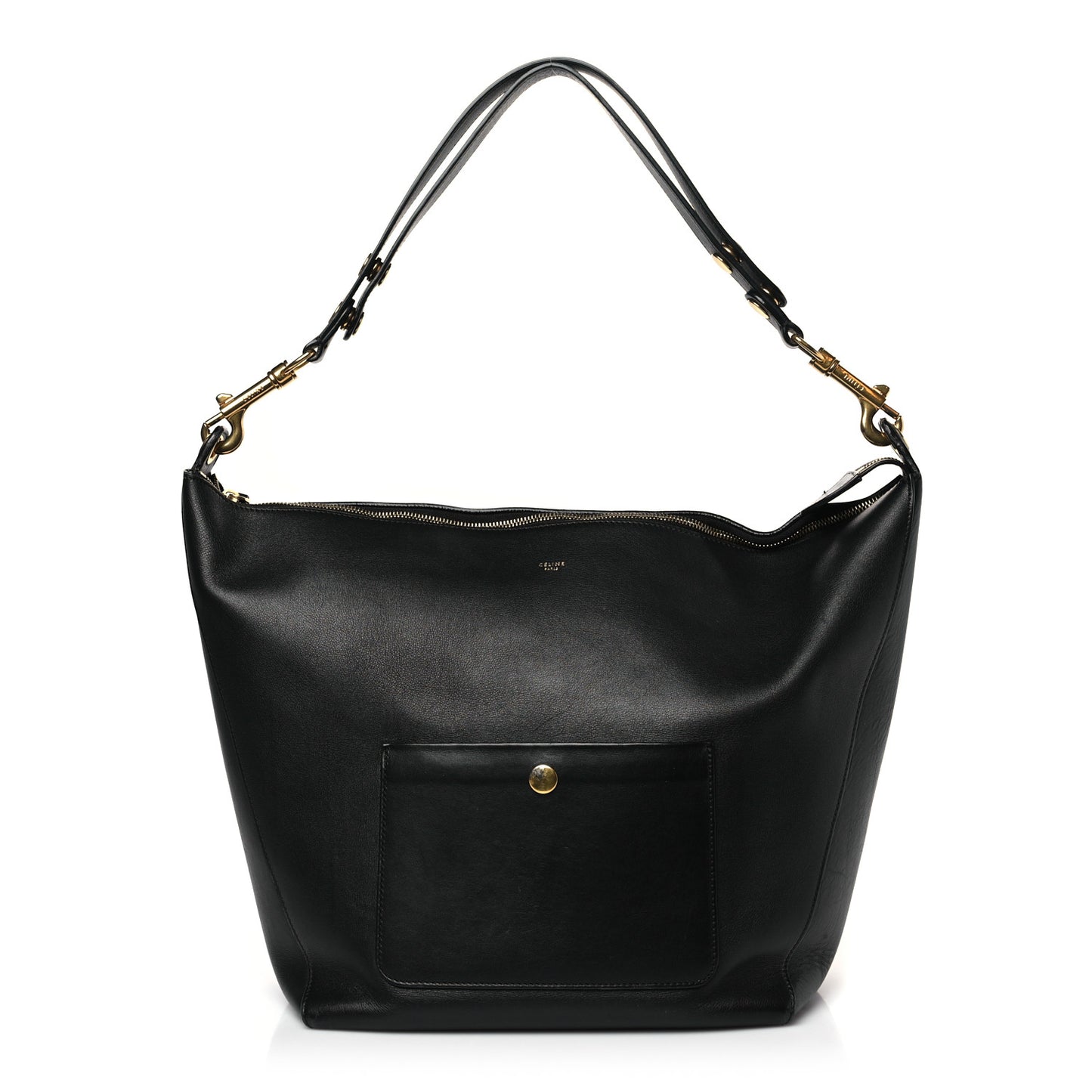 Natural Calfskin Medium Zipped Hobo Black