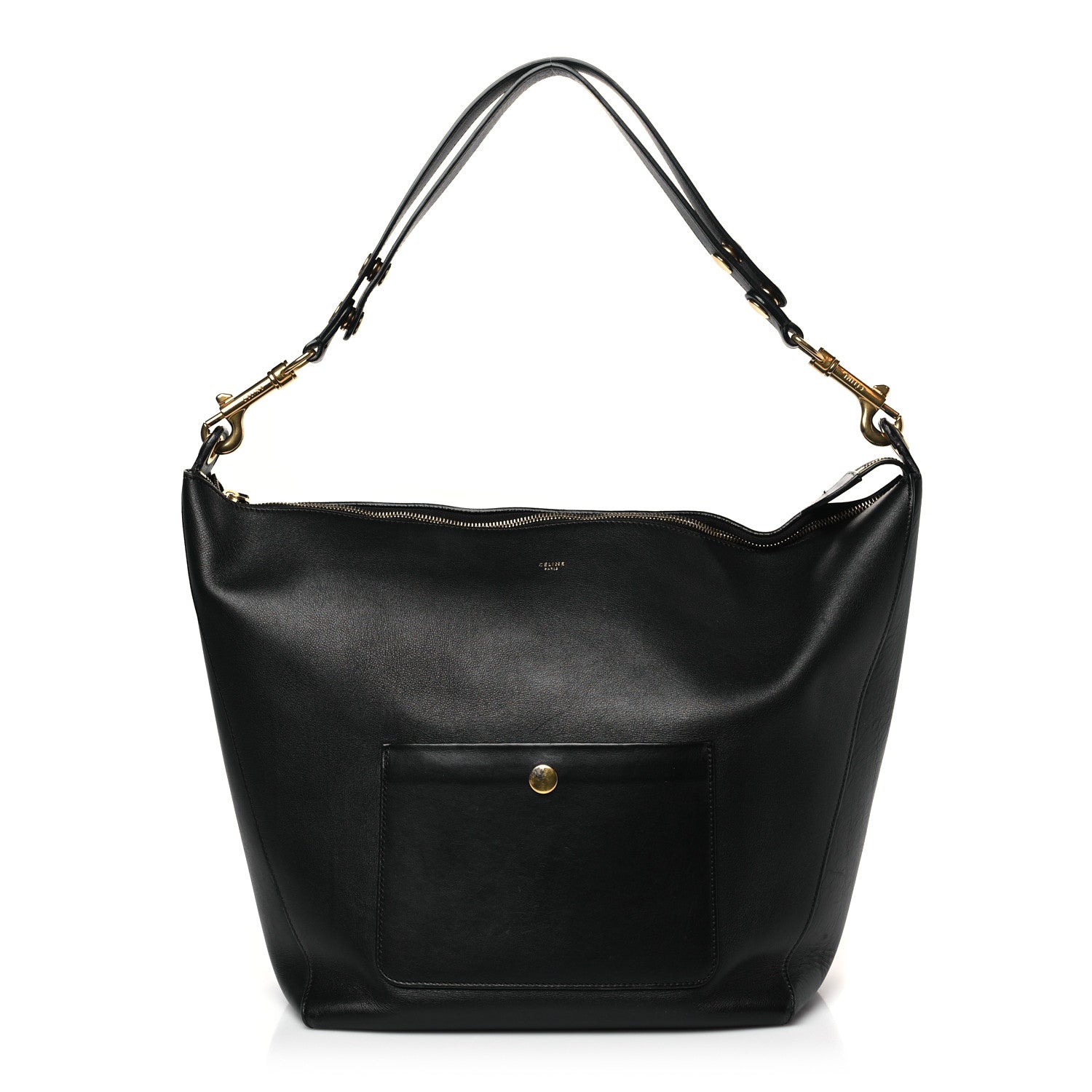 Celine Natural Calfskin Medium Zipped Hobo Black 1 of 8