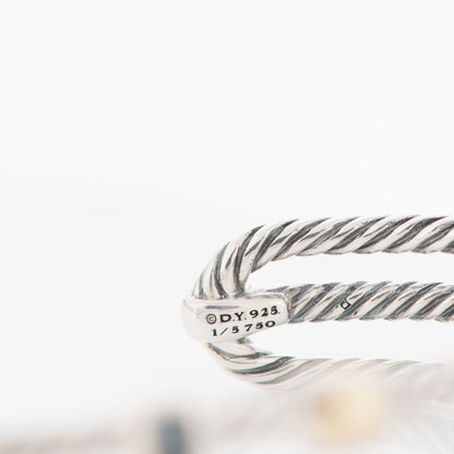 David Yurman Sterling Silver 18K Yellow Gold Black Diamond Hematite Black Onyx Three Row Confetti Cuff Bracelet 5 of 5