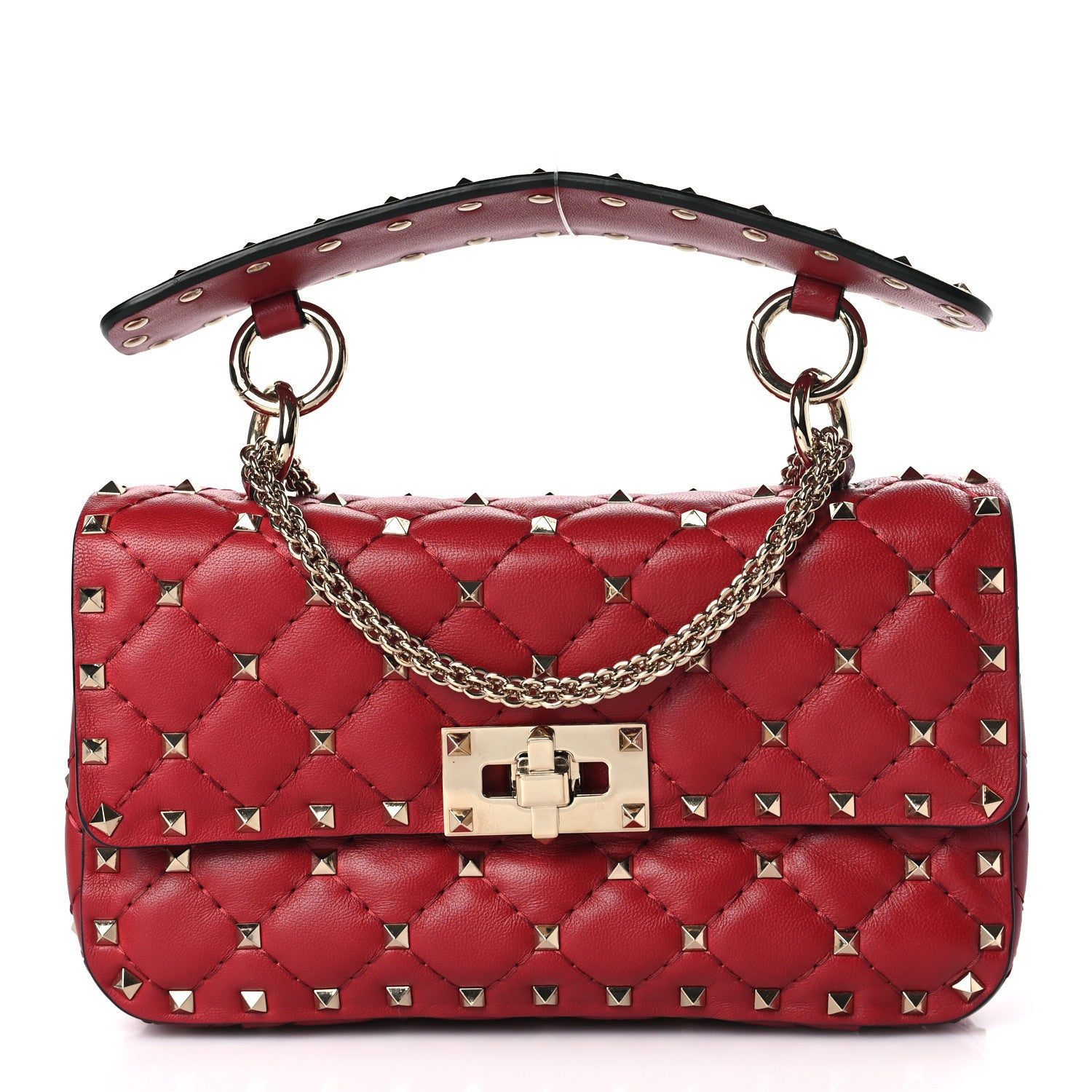 Valentino Garavani Nappa Small Rockstud Spike Shoulder Bag Rosso Valentino 1 of 8