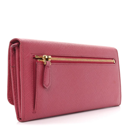 Prada Saffiano Metal Continental Flap Wallet Fragola Talco 3 of 8