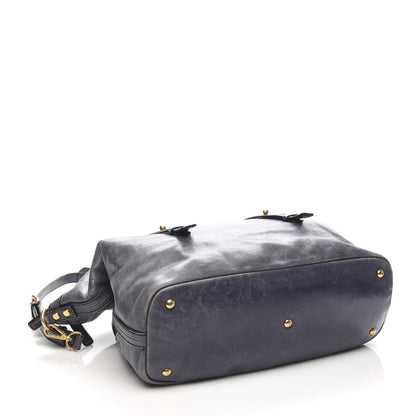 MCM Calfskin Satchel Grey 4 of 10