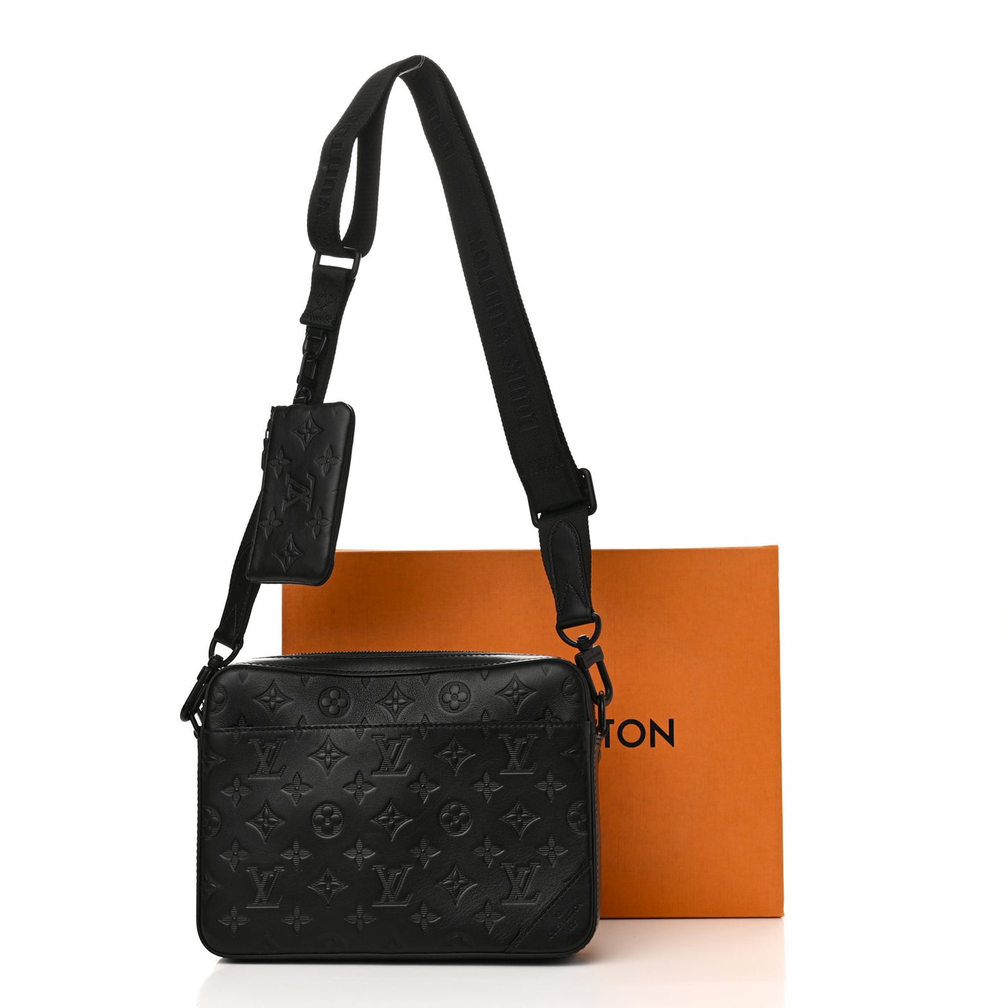Calfskin Monogram Shadow Duo Messenger Black
