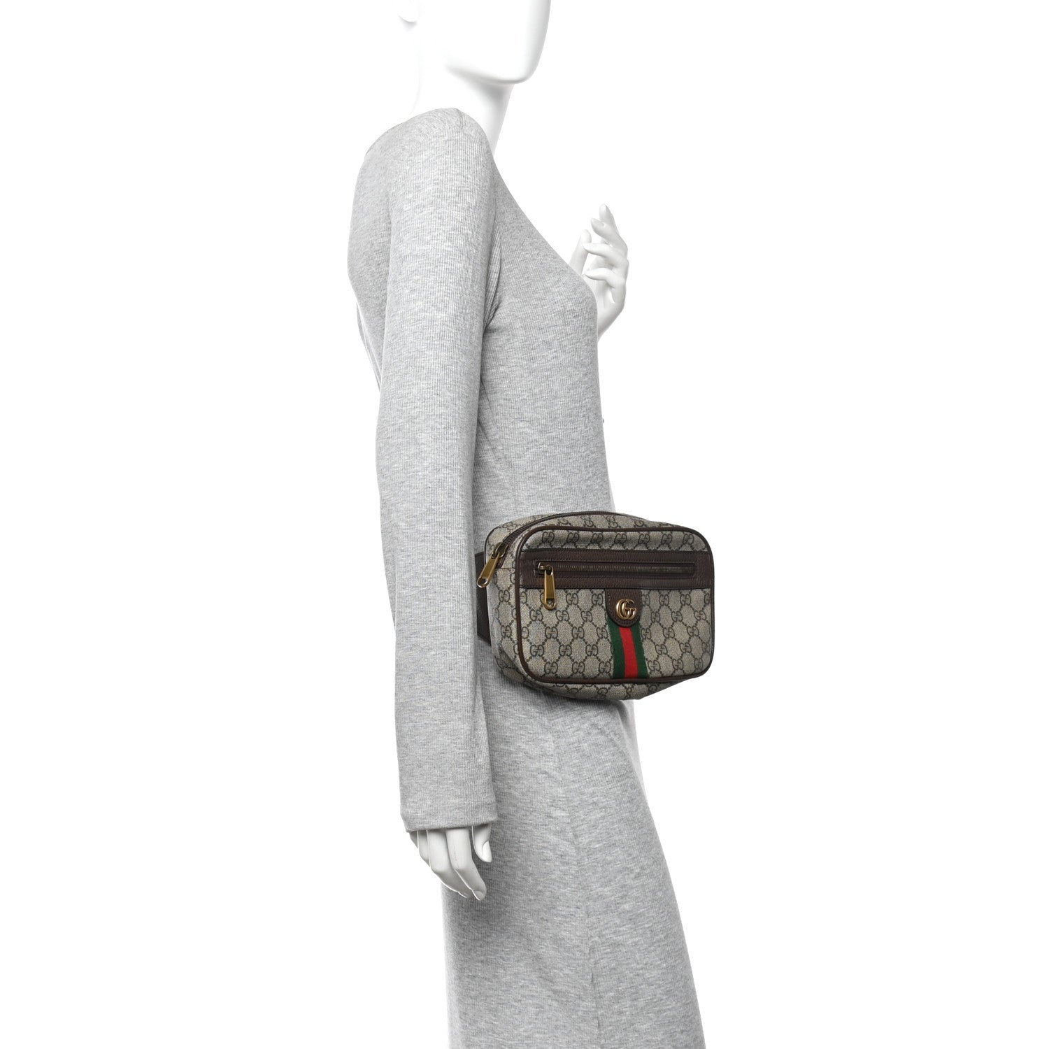 Gucci Soft GG Supreme Monogram Medium Ophidia Belt Bag Dark Brown 2 of 10