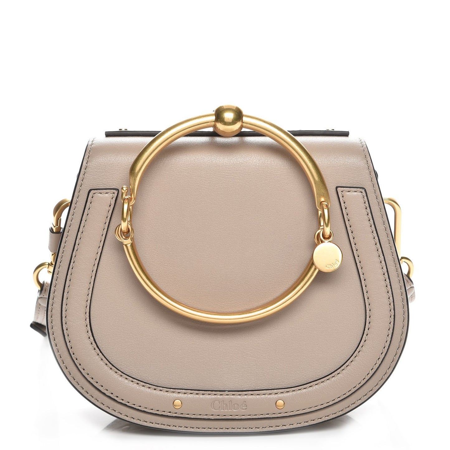 Calfskin Suede Small Nile Bracelet Bag Motty Grey
