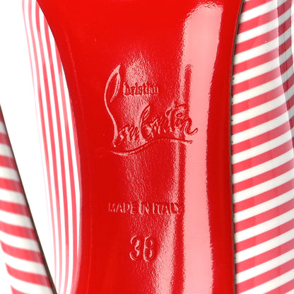 Christian Louboutin Patent Stripes Kate 120 Pumps 38 Smoothie White 7 of 8