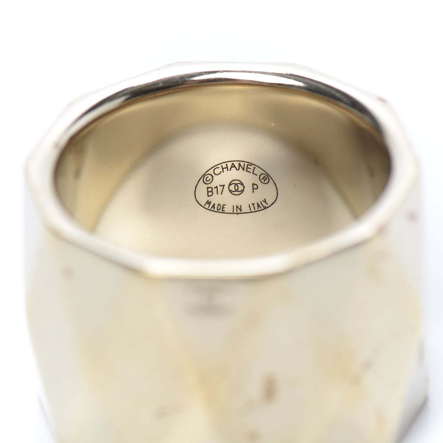 Chanel Quilted Metal CC Ring 6.75 Gold 4 of 7