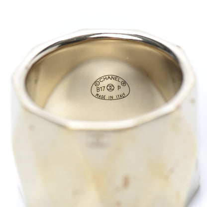 Chanel Quilted Metal CC Ring 6.75 Gold 4 of 7