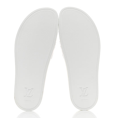 Louis Vuitton Metallic Rubber Embossed Monogram Mens Waterfront Mules 9 5 of 8