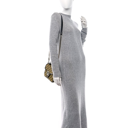 Gucci Monogram Multicolor Matelasse Diagonal Mini GG Marmont Top Handle Shoulder Bag Yellow 2 of 9