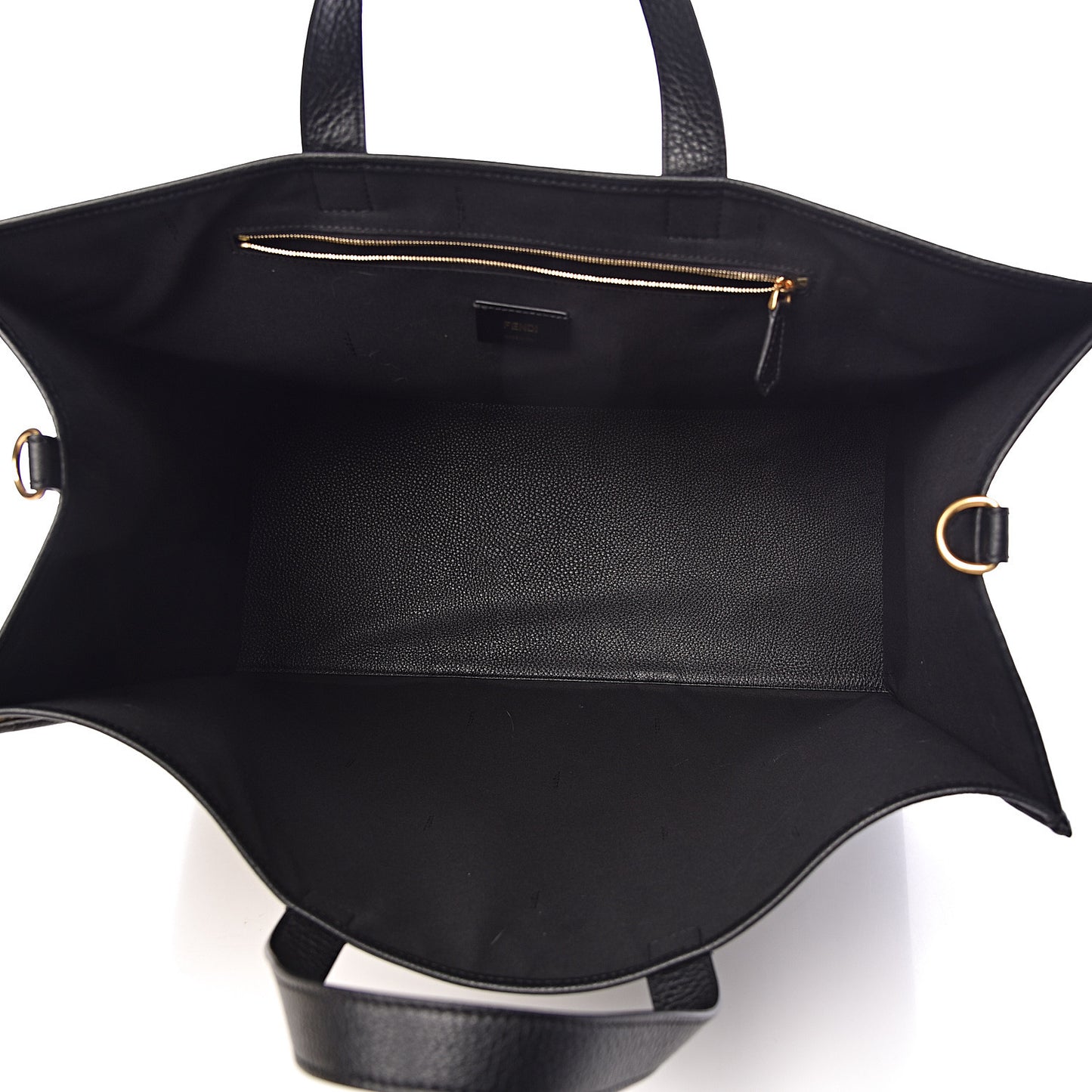 Fabric Jacquard Cuoio Roma FF Metallic Thread Karligraphy Tote Gold Black