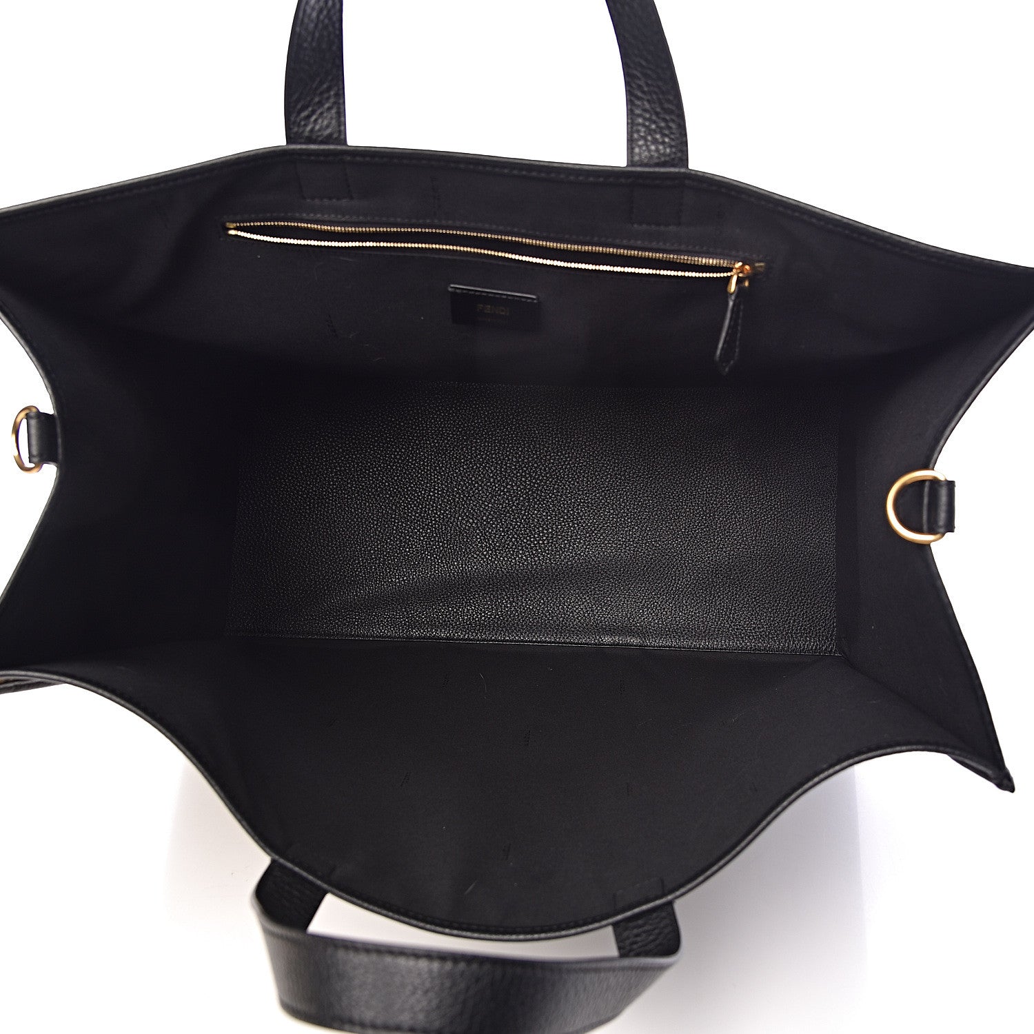 Fendi Fabric Jacquard Cuoio Roma FF Metallic Thread Karligraphy Tote Gold Black 5 of 10
