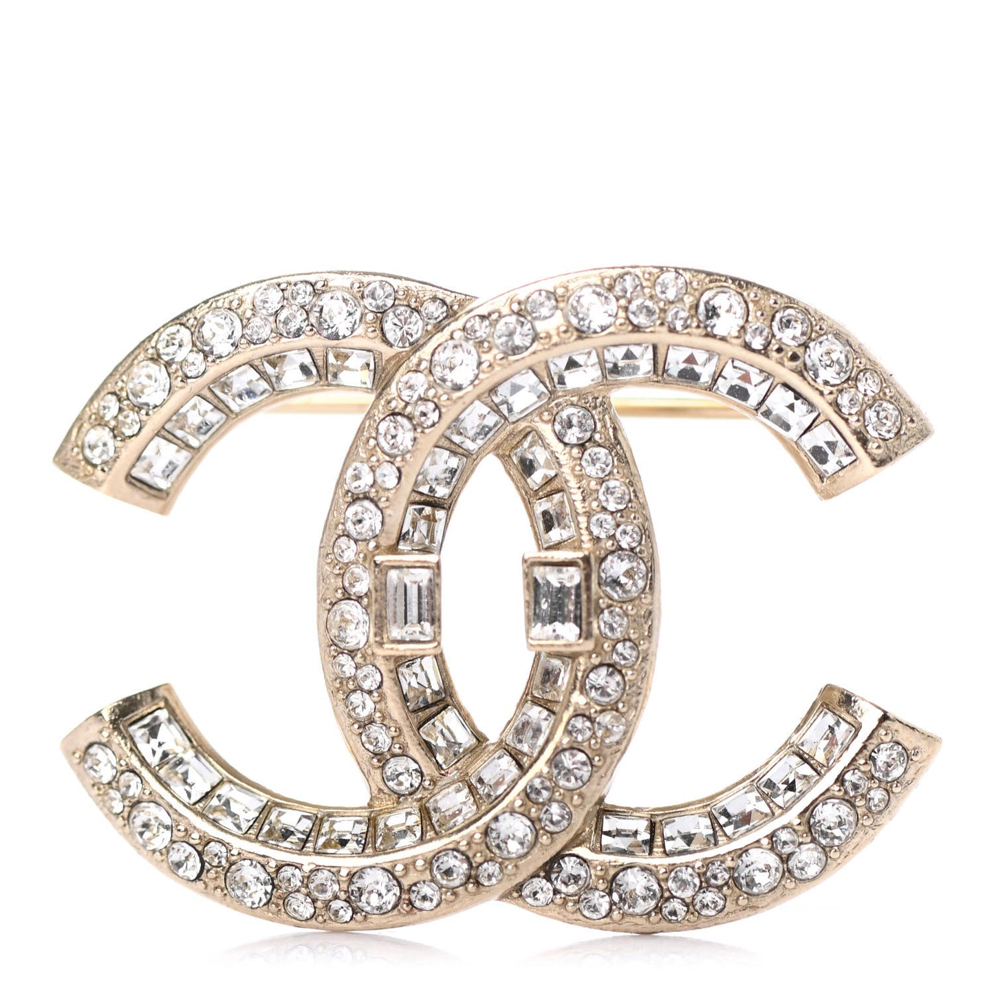 Baguette Crystal CC Brooch Light Gold