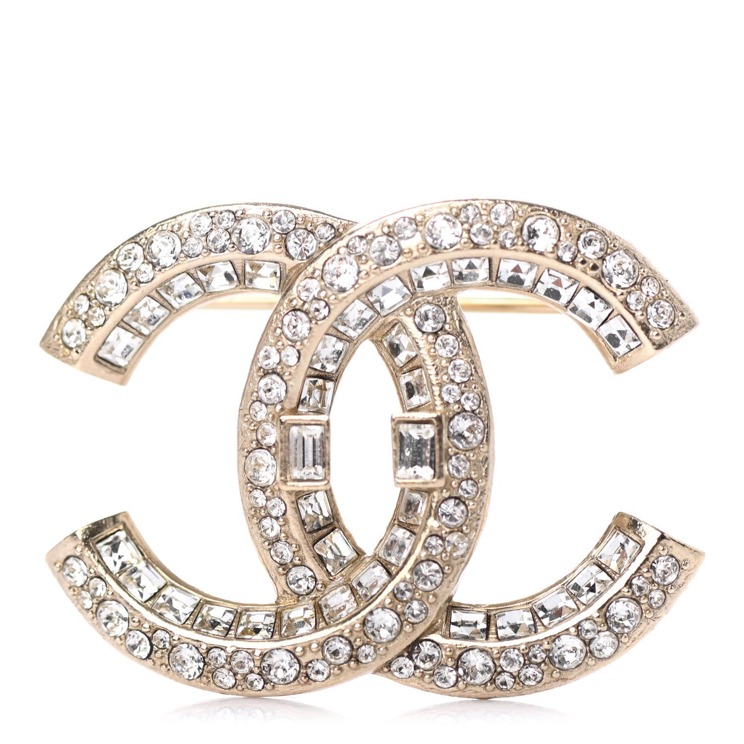Chanel Baguette Crystal CC Brooch Light Gold 1 of 4