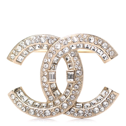 Chanel Baguette Crystal CC Brooch Light Gold 1 of 4