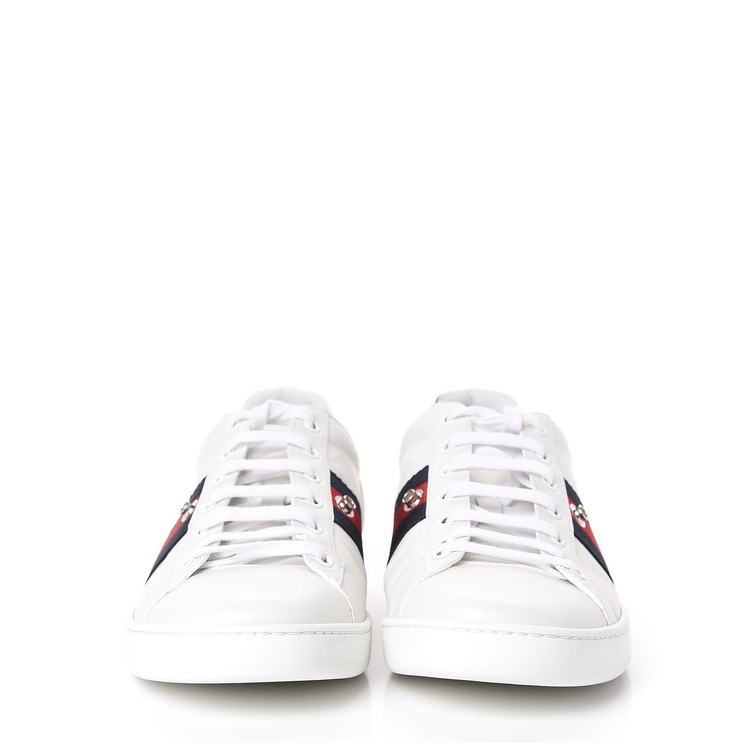 Calfskin Ayers Web Blind for Love Embroidered Womens Ace Sneakers 40.5 White