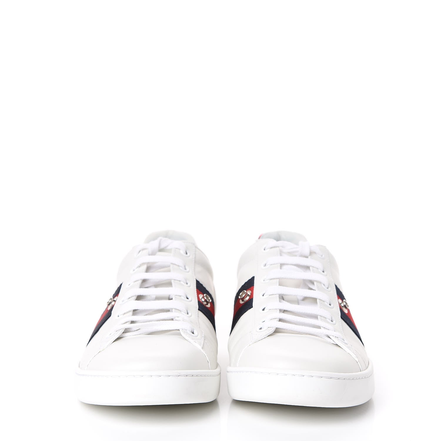 Gucci Calfskin Ayers Web Blind for Love Embroidered Womens Ace Sneakers 40.5 White 3 of 12