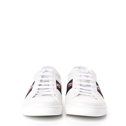 Gucci Calfskin Ayers Web Blind for Love Embroidered Womens Ace Sneakers 40.5 White 3 of 12