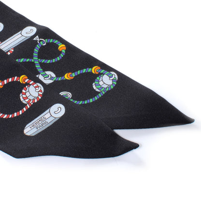 Hermes Silk Cordages Twilly Scarf Black 6 of 7