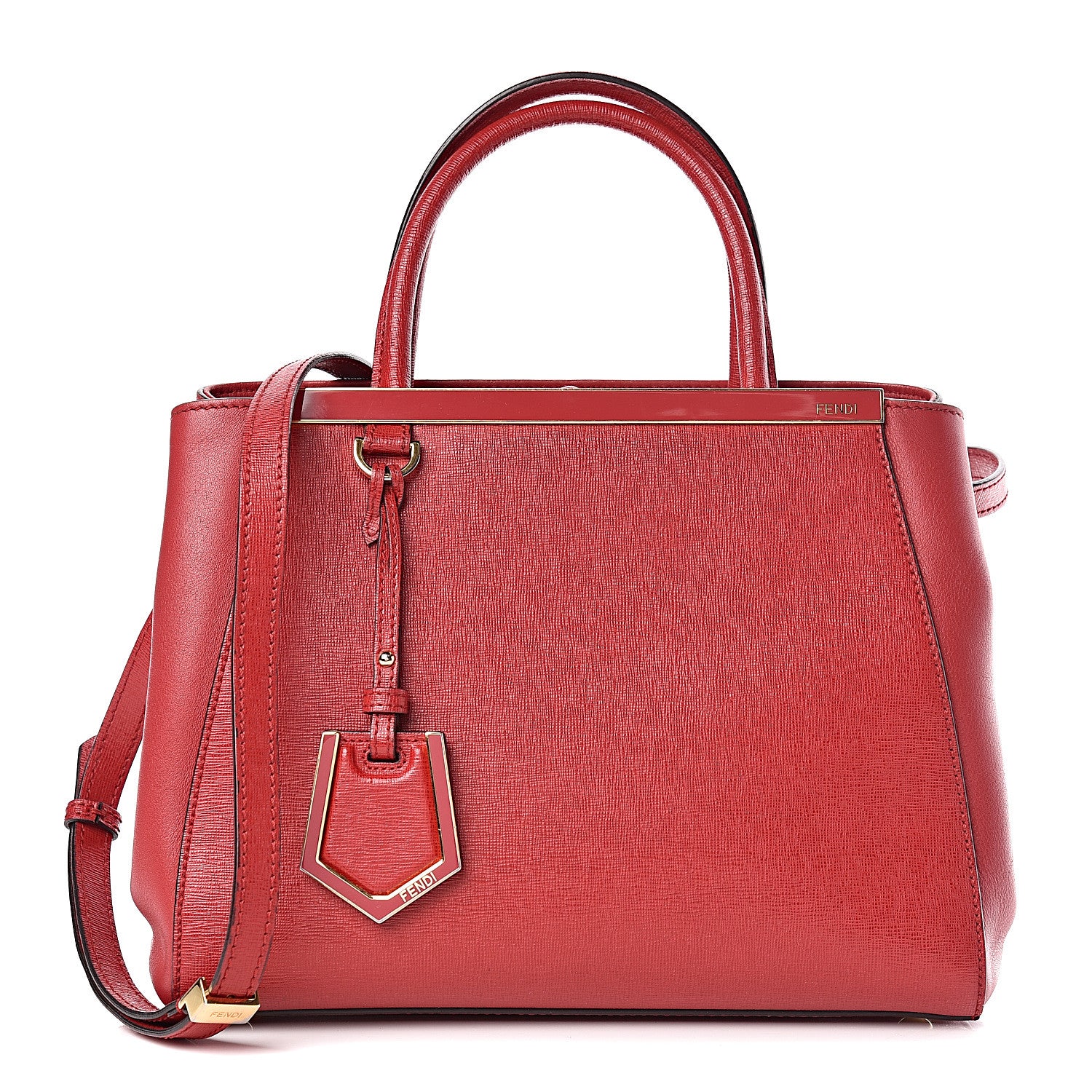 Fendi Vitello Elite Flamingo Petite 2Jours Tote Mattone 1 of 12