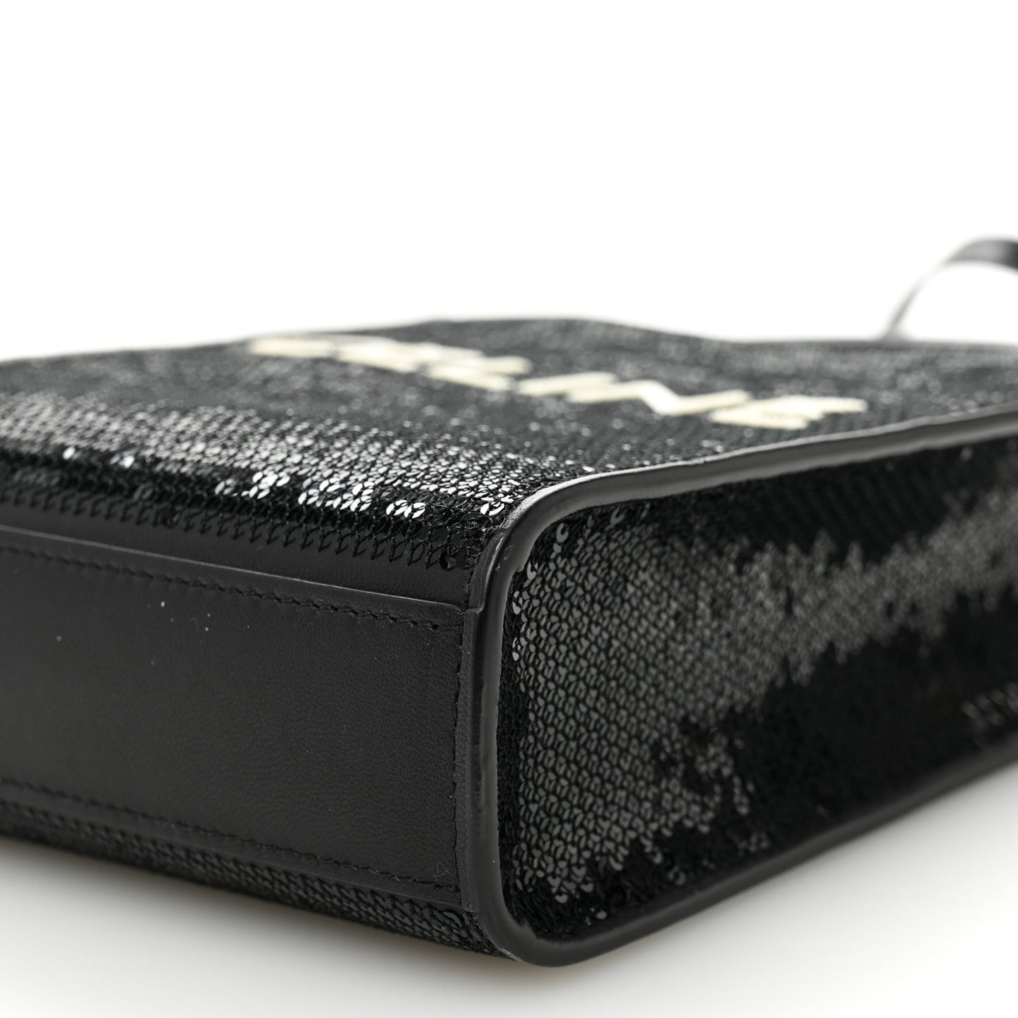 Sequin Calfskin Mini Vertical Cabas Black White