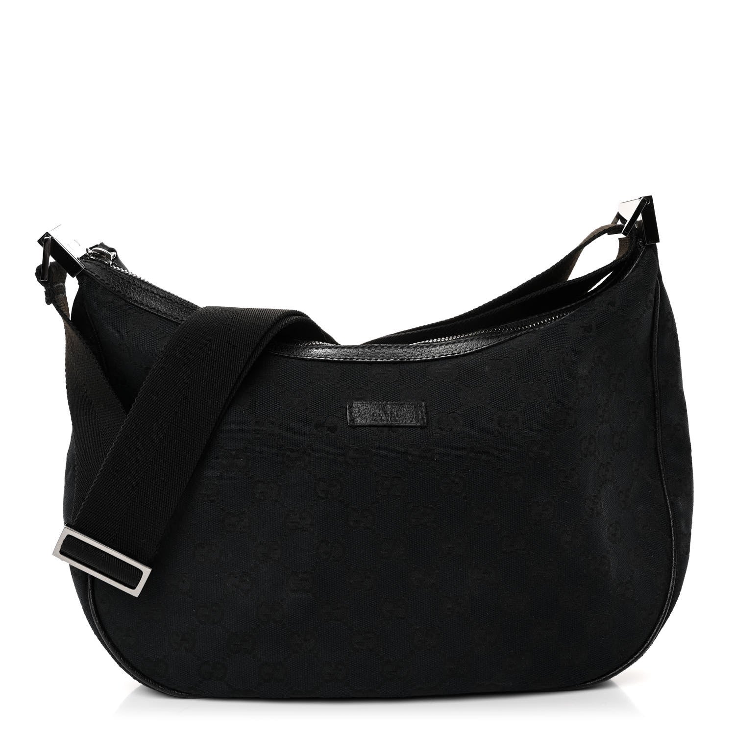 Gucci Monogram Medium Half Moon Hobo Black 1 of 10