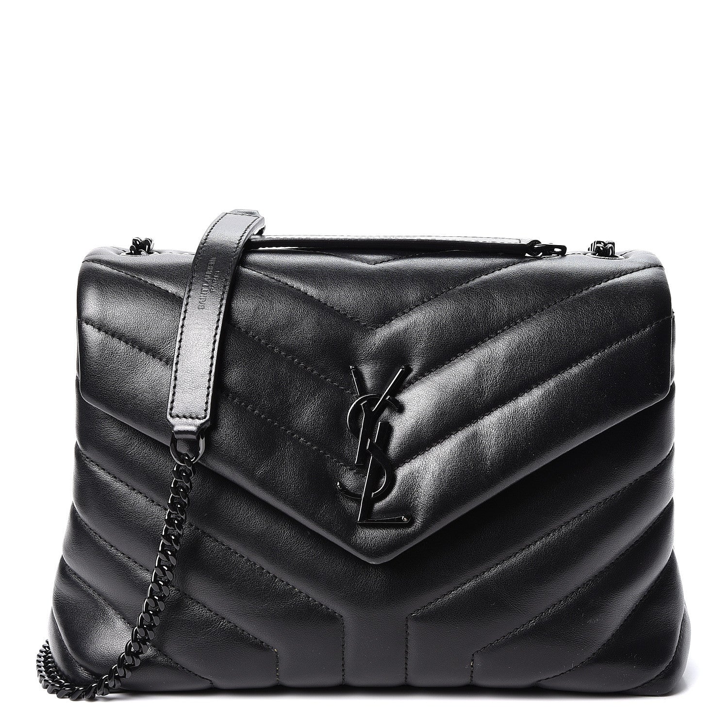 Saint Laurent Calfskin Y Quilted Monogram Small Loulou Chain Satchel Black 1 of 10