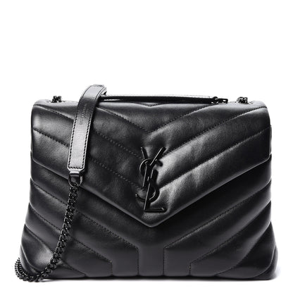 Saint Laurent Calfskin Y Quilted Monogram Small Loulou Chain Satchel Black 1 of 10