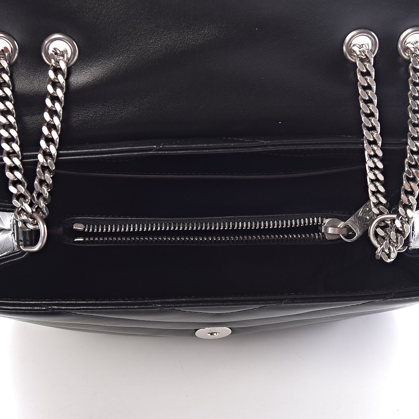 Calfskin Y Quilted Monogram Small Loulou Chain Satchel Black