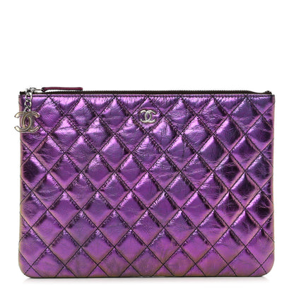 Chanel Iridescent Crumpled Calfskin CC Ripples Medium Cosmetic Case Purple 1 of 7