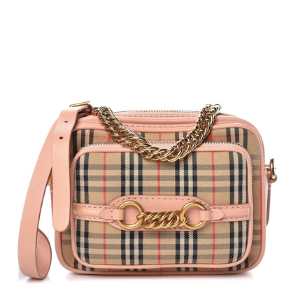 Burberry Smooth Calfskin 1983 Knight Check Link Camera Bag Peach 1 of 9