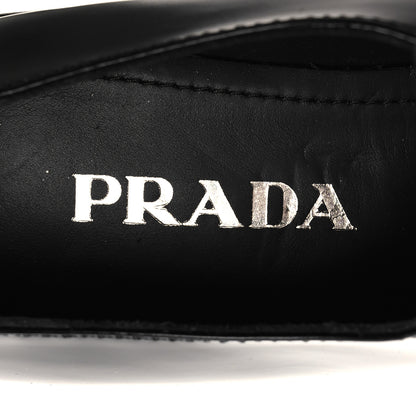 Prada Spazzolato Metal Triangle Logo 50mm Loafers 38 Black 8 of 8