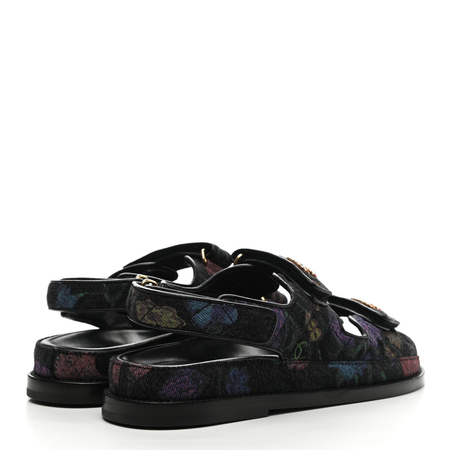 Denim Quilted Dad Sandals 37.5 Black Multicolor