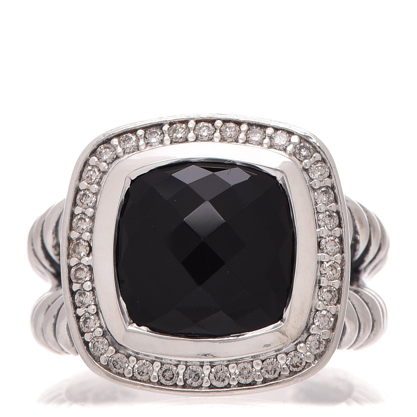 Sterling Silver Diamond Black Onyx 11mm Albion Ring 52 6