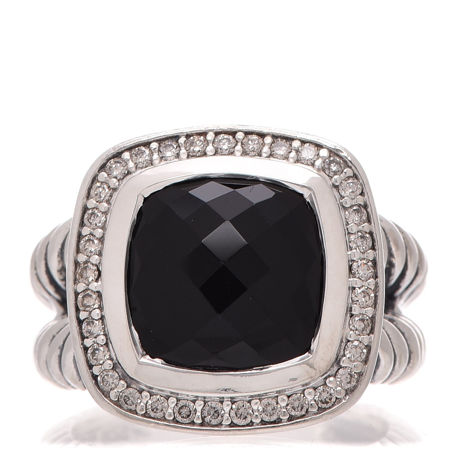 David Yurman Sterling Silver Diamond Black Onyx 11mm Albion Ring 52 6 1 of 6