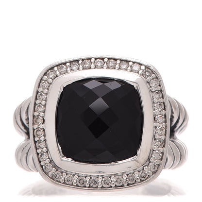 David Yurman Sterling Silver Diamond Black Onyx 11mm Albion Ring 52 6 1 of 6