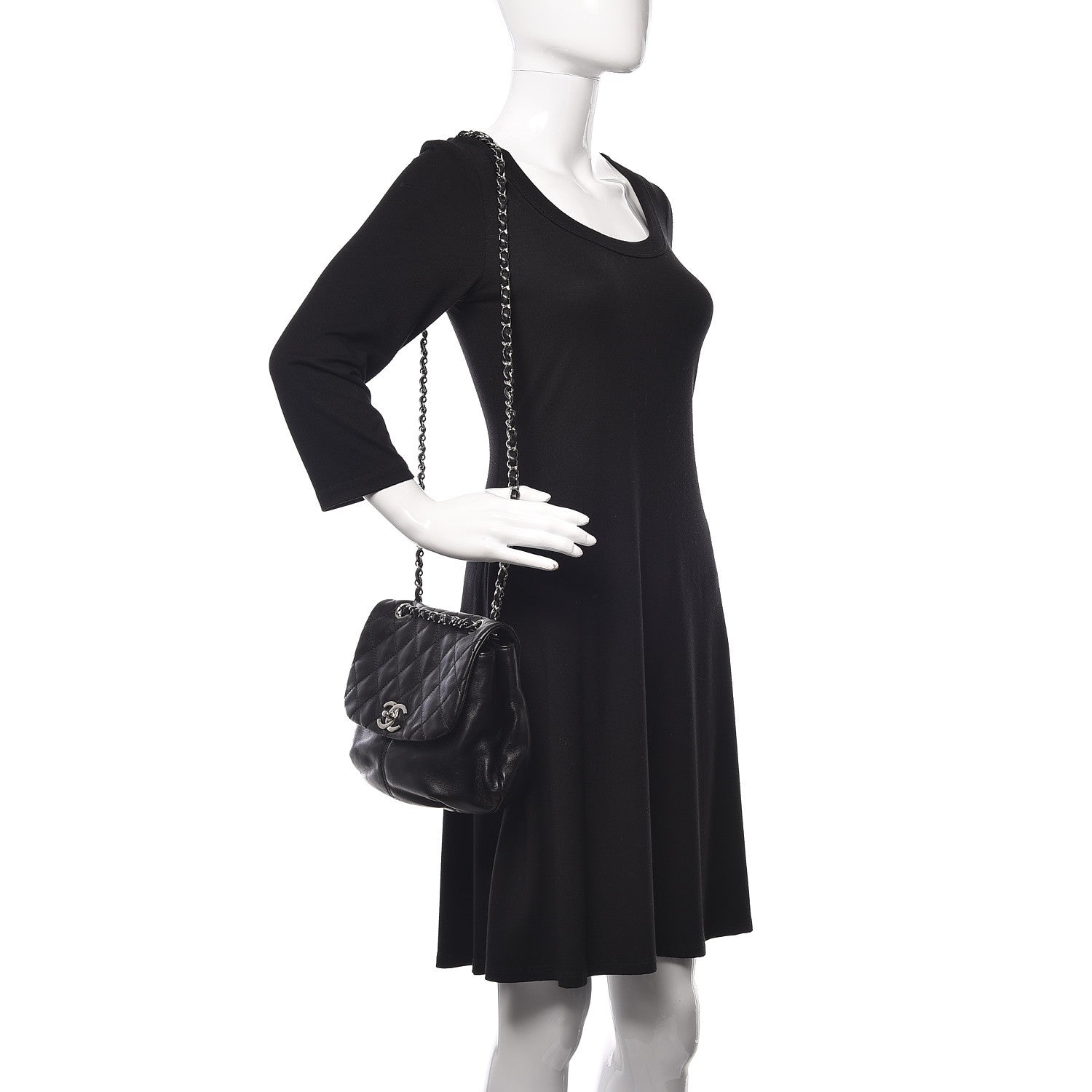 Chanel Shiny Lambskin Quilted Mini Trianon Messenger Flap Black 2 of 11