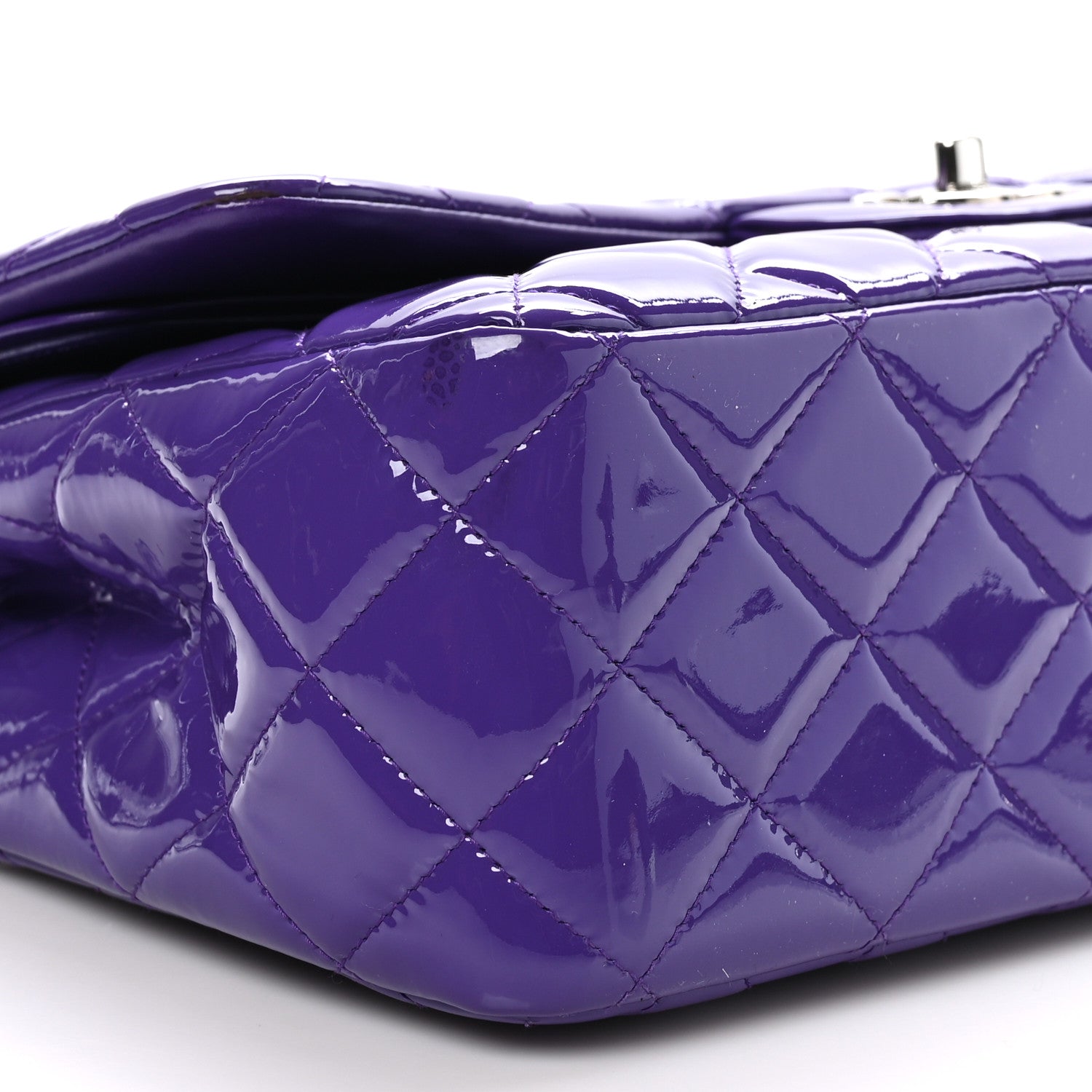 Chanel Patent Calfskin Quilted Jumbo Double Flap Purple 9 of 13
