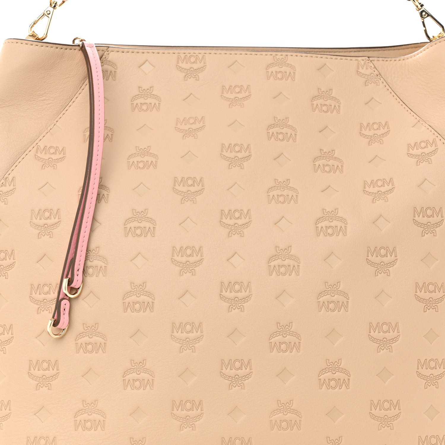 MCM Calfskin Ottomar Monogram Medium Klara Hobo New Beige 7 of 11